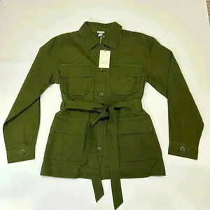 A New Day Jacket Women's  Small Button Up Pocket Cotton Tactile Olive Layer Hike